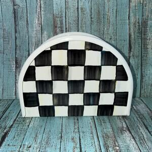 Mackenzie Childs  Black White Checked Napkin Holder Courtly Check NEW